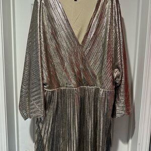 Gold sparkler dress with accordion pleat detail